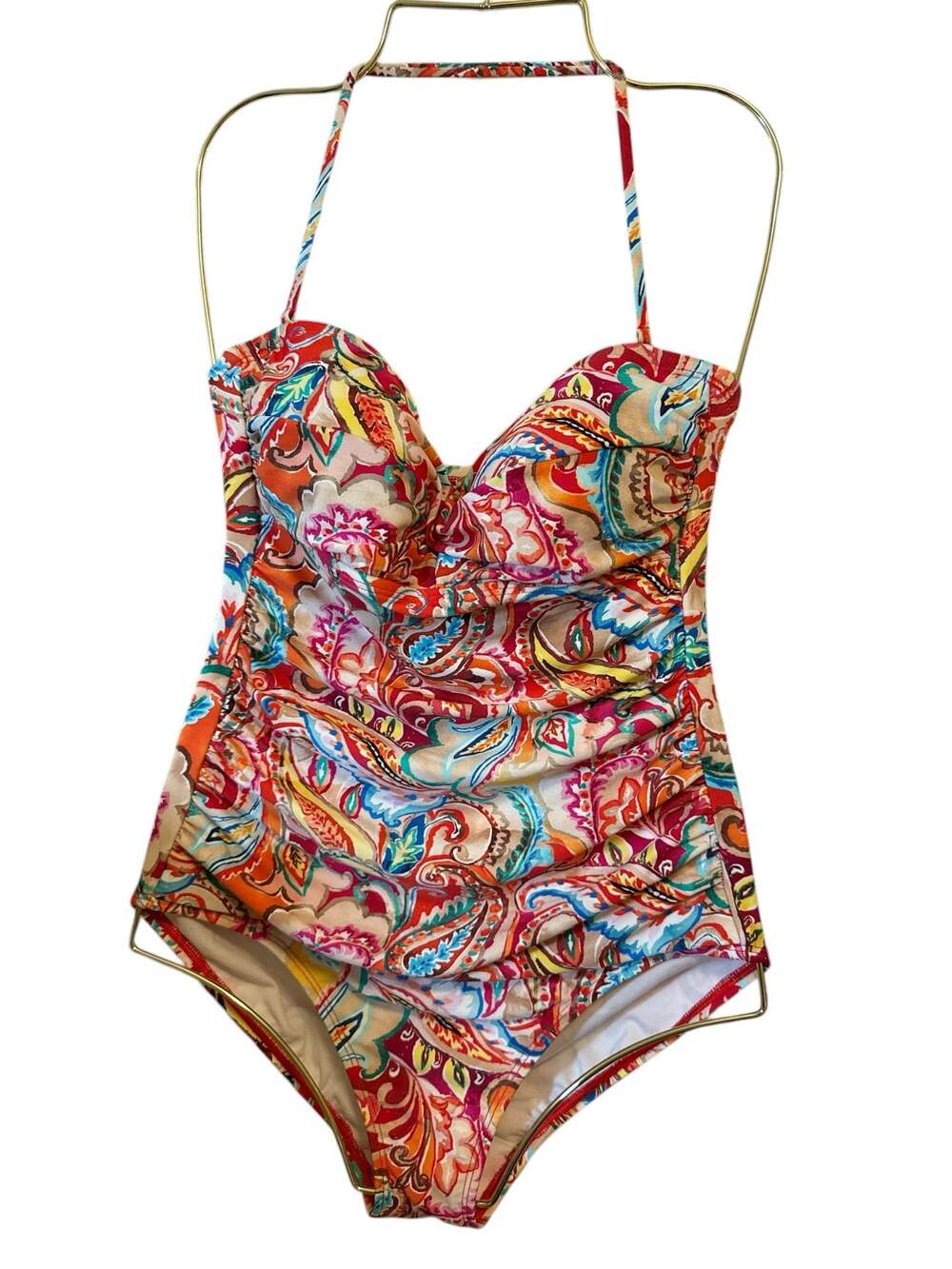 Lauren Ralph Lauren Sunrise Paisley Mio Ruched One-Piece Swimsuit
